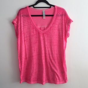 Free People Pink Burnout Oversized Tee